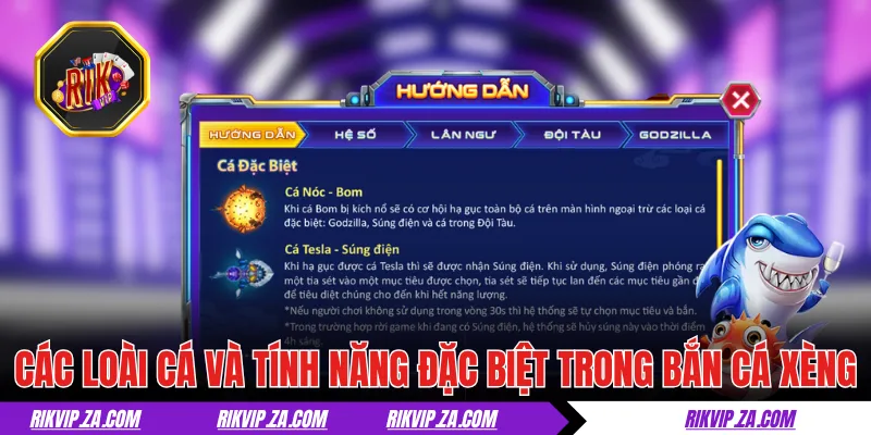 Bắn Cá Xèng RIKVIP - Siêu Phẩm Đại Chiến Thái Bình Dương 2 Các loài cá và tính năng đặc biệt trong bắn cá xèng